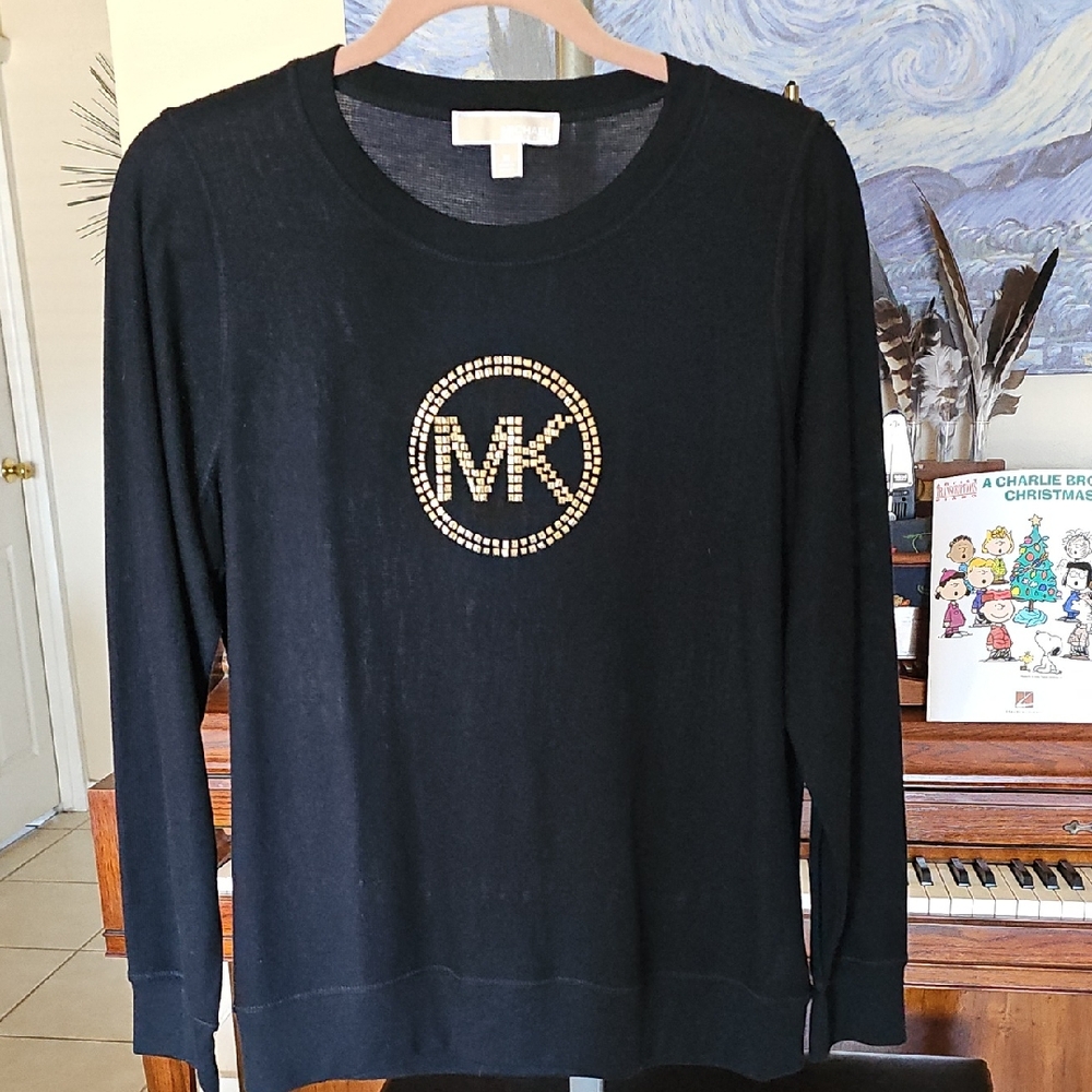 Michael Kors Black Sweater with Gold Accents